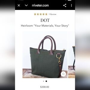 DOT Heirloom Tote Bag in Olive Green with Brown Leather Trim